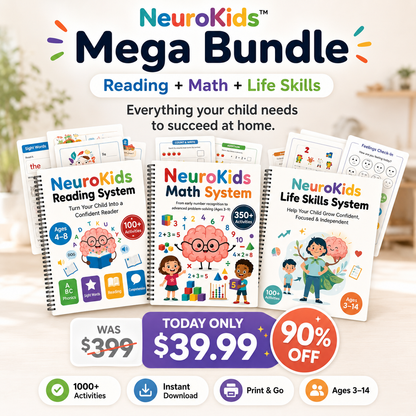 NeuroKids™ Mega Bundle- Sistema Completo de Aprendizaje: Matemáticas + Lectura + Independencia