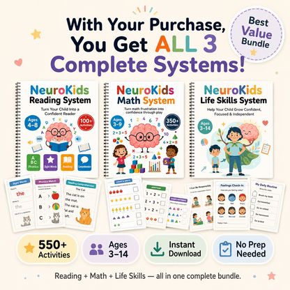 NeuroKids™ Mega Bundle- Sistema Completo de Aprendizaje: Matemáticas + Lectura + Independencia