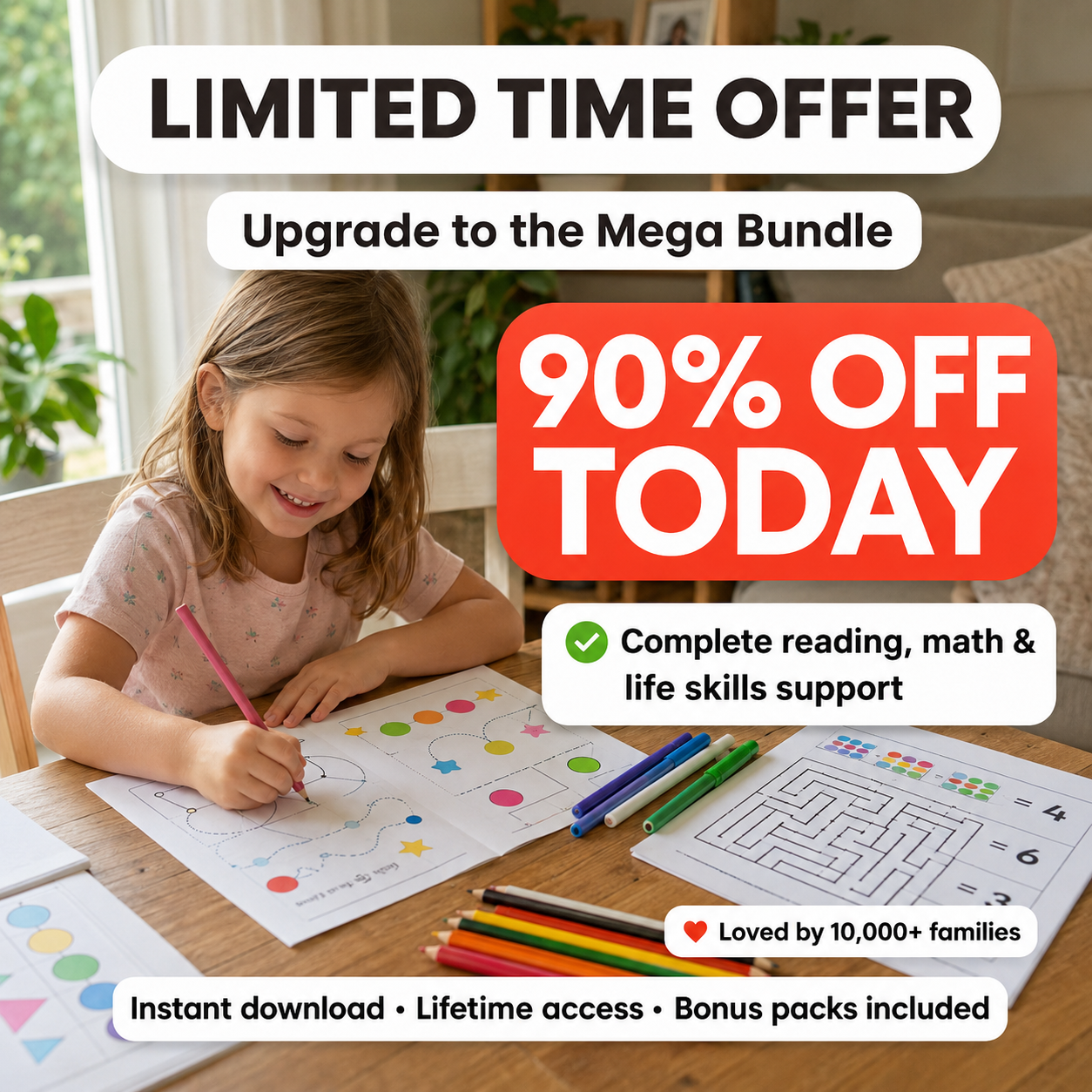 NeuroKids™ Mega Bundle- Sistema Completo de Aprendizaje: Matemáticas + Lectura + Independencia